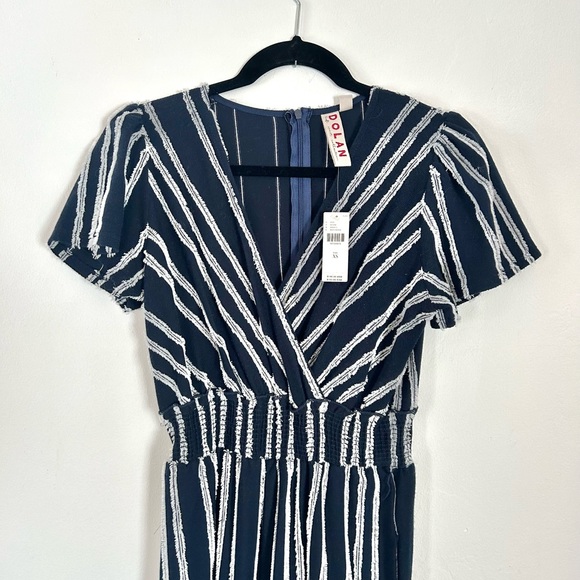 NEW W/ TAG Dolan Left Coast Collection Blue/White Textured Stripe Jumpsuit - XS - Picture 5 of 9